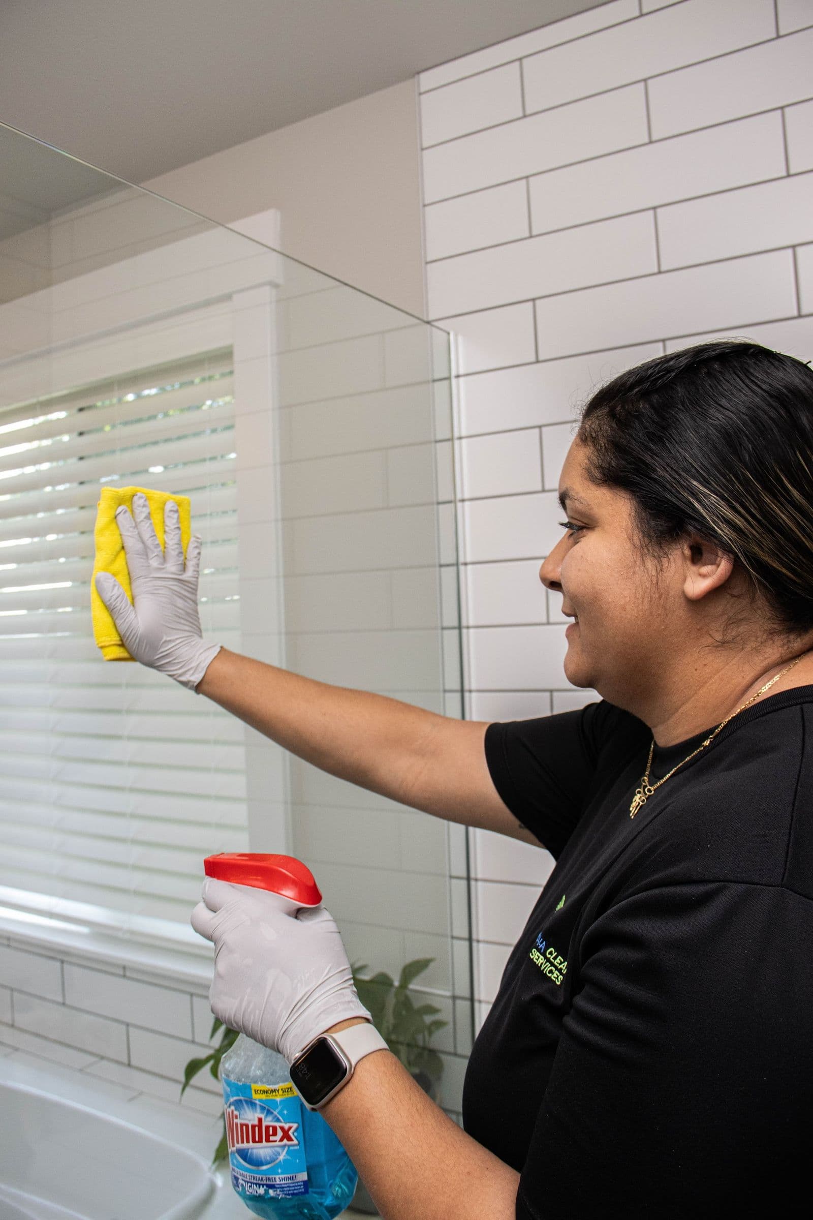Quick mirror and surface pass in a high-traffic Duvall family home